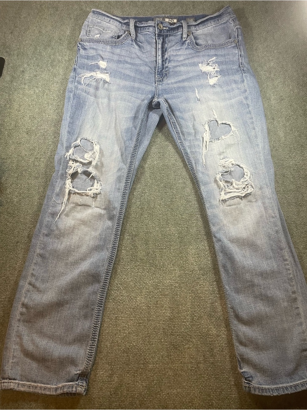BKE Jake Men's Light Blue Distressed Straight Jeans